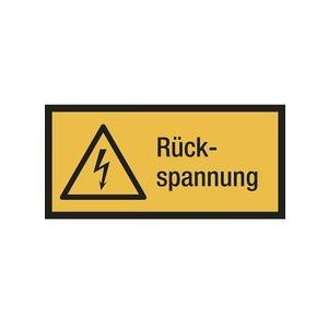 Kombischilder mit Text für Warnkennzeichen, Rückspannung, rechteckig, VE 10 Stk, Folie, LxH 148 x 74 mm
