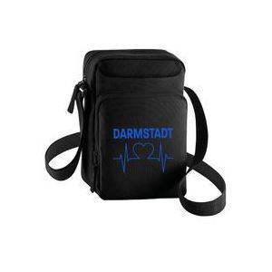 multifanshop Umhängetasche - Darmstadt - Herzschlag - Druck blau - Tasche