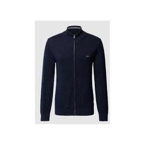 Strickjacke mit Label-Stitching Modell 'PIQUE'