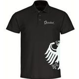 multifanshop Poloshirt - Deutschland - Adler seitlich - Druck weiß - Polo