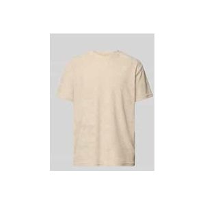 T-Shirt mit geripptem Rundhalsausschnitt Modell 'HELLAS'
