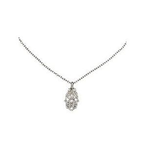 Steuer Modeschmuck Anhänger mit Kette Metall Kette rhodiumfarben mit Kristallanhänger