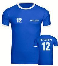 multifanshop Kontrast T-Shirt - Italien - Trikot Nummer 12 - Druck weiß - Männer