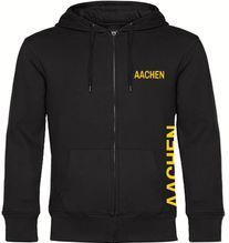 multifanshop Kapuzen Sweatshirt Jacke - Aachen - Brust & Seite - Druck gelb - Sweat