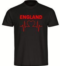 multifanshop Kinder T-Shirt - England - Herzschlag - Druck rot - Kind