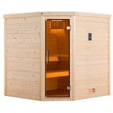 weka Premium Massivholz-Sauna TURKU Eck Gr. 2 Sparset 7,5 kW OS inkl. digitaler Steuerung, Glastür