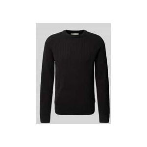 Regular Fit Strickpullover aus Baumwoll-Mix mit Strukturmuster