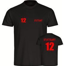 multifanshop Herren T-Shirt - Stuttgart - Trikot Nummer 12 - Druck rot - Männer