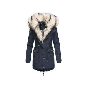 NAVAHOO Damen Wintermantel Dicker Winterparka mit 2 Kunstpelz-Kapuzen Sweety