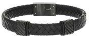 Zeeme Stainless Steel Armband Lederband schwarz mit Edelstahlverschluss