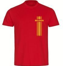 multifanshop Kinder T-Shirt - Belgien - Streifen - Druck gelb - Kind