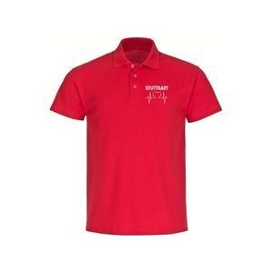 multifanshop Poloshirt - Stuttgart - Herzschlag - Druck weiß - Polo