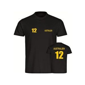 multifanshop Herren T-Shirt - Australien - Trikot Nummer 12 - Druck gelb - Männer