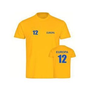 multifanshop Kinder T-Shirt - Europa - Trikot Nummer 12 - Druck blau - Kind