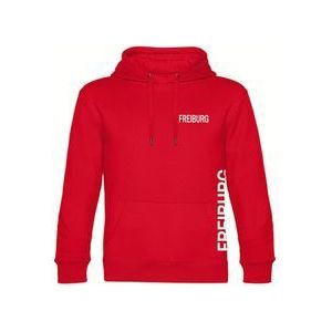 multifanshop Kapuzen Sweatshirt - Freiburg - Brust & Seite - Druck weiß - Hoodie