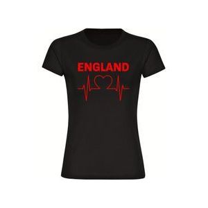 multifanshop Damen T-Shirt - England - Herzschlag - Druck rot - Frauen