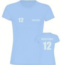 multifanshop Damen T-Shirt - Argentinien - Trikot Nummer 12 - Druck weiß - Frauen