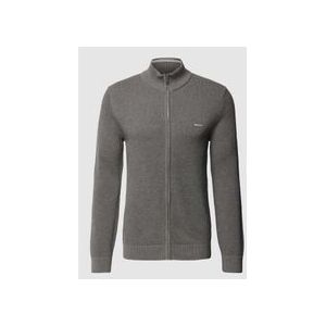 Strickjacke mit Label-Stitching Modell 'PIQUE'
