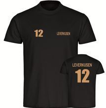 multifanshop Herren T-Shirt - Leverkusen - Trikot Nummer 12 gold - Druck gold metallic - Männer
