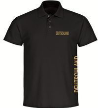 multifanshop Poloshirt - Deutschland - Brust & Seite Gold - Druck gold metallic - Polo
