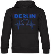 multifanshop Kapuzen Sweatshirt - Berlin blau - Herzschlag - Druck blau - Hoodie