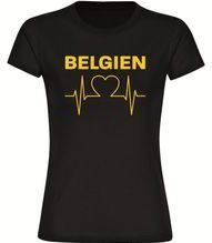 multifanshop Damen T-Shirt - Belgien - Herzschlag - Druck gelb - Frauen