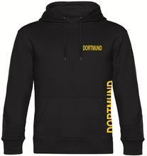 multifanshop Kapuzen Sweatshirt - Dortmund - Brust & Seite - Druck gelb - Hoodie