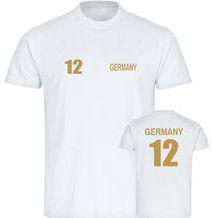 multifanshop Kinder T-Shirt - Germany - Trikot Nummer 12 Gold - Druck gold metallic - Kind