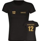multifanshop Damen T-Shirt - Hannover - Trikot Nummer 12 gold - Druck gold metallic - Frauen