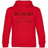 multifanshop Kapuzen Sweatshirt - St. Pauli - Herzschlag - Druck braun - Hoodie