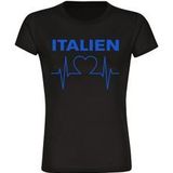 multifanshop Damen T-Shirt - Italien - Herzschlag - Druck blau - Frauen