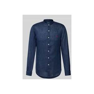 Slim Fit Leinenhemd mit Stehkragen