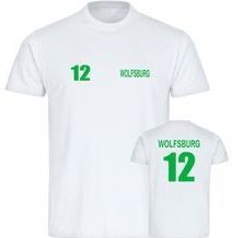 multifanshop Herren T-Shirt - Wolfsburg - Trikot Nummer 12 - Druck grün - Männer