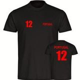 multifanshop Herren T-Shirt - Portugal - Trikot Nummer 12 - Druck rot - Männer