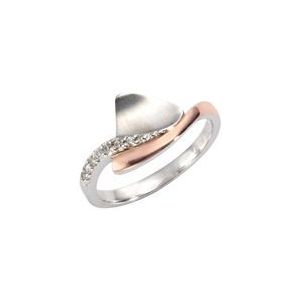 Zeeme Silber Ring Silber 925 zweifarbig mit Zirkonia weiß