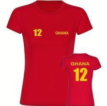 multifanshop Damen T-Shirt - Ghana - Trikot Nummer 12 - Druck gelb - Frauen