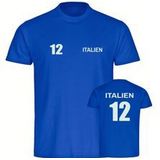 multifanshop Herren T-Shirt - Italien - Trikot Nummer 12 - Druck weiß - Männer