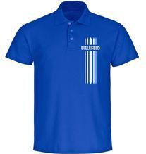 multifanshop Poloshirt - Bielefeld - Streifen - Druck weiß - Polo
