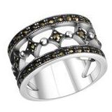 Zeeme Gemstones Ring Silber 925 oxidiert mit 40x Markasit