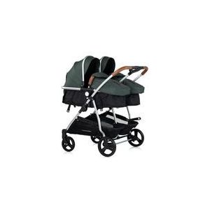 Chipolino Geschwisterkinderwagen Duo Smart klappbar umbaubar verstellbar Fußsack tannengrün