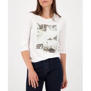 Monari - Shirt - Taupe - Motiefprint - Driekwart Mouw