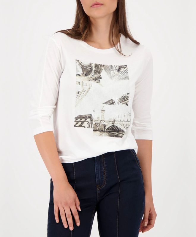 monari Shirt  taupe / zwart / wit