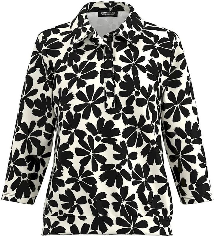 Frank Walder - NOS-725407505 - T-shirt - Zwart-wit - Bloemendessin