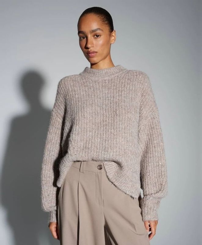 OPUS Oversized trui 'Paliet'  taupe