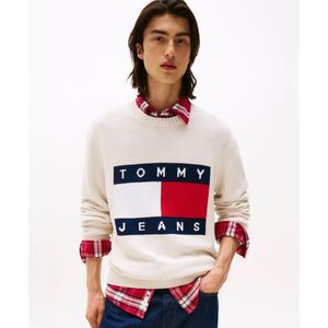 Tommy Jeans - TJM REG MELANGE FLAG - Pullover - Wit