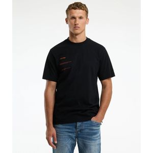 T-shirt - Zwart - Heren - Opvallend Oranje Logo