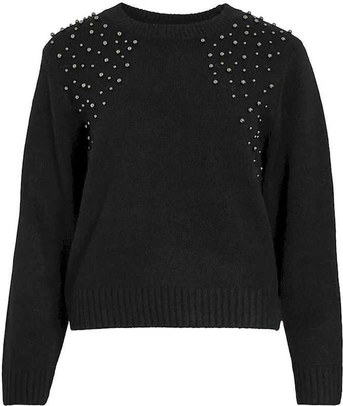 Vila - Vilanie O-neck Deco Knit Top - Zwart - Dames