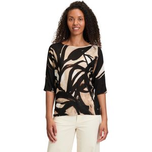 Betty & Co - Fijngebreide Trui - Zwart - Dames - Met Print