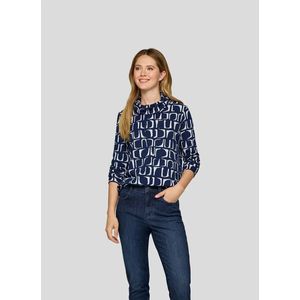 Rabe - Shirt - Pacific - Lange Mouwen - Grafisch Patroon - Gerimpelde Kraag met Trekkoord