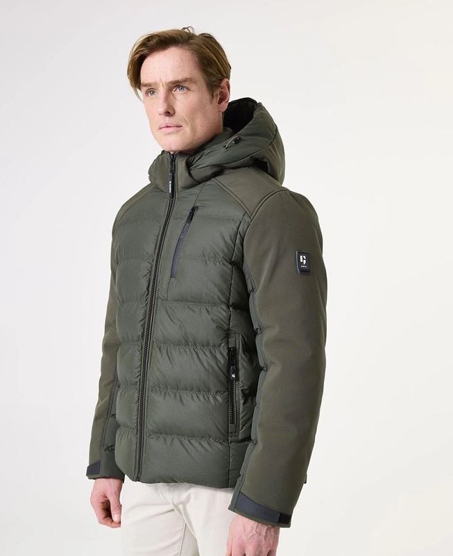 GARCIA - Softshell Pufferjas - Groen - Met Capuchon